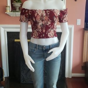 Floral off-the-shoulder crop top